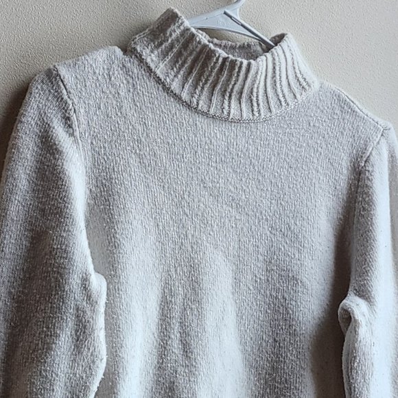 Talbots White Ribbed Turtleneck Sweater Size Large - Picture 2 of 14